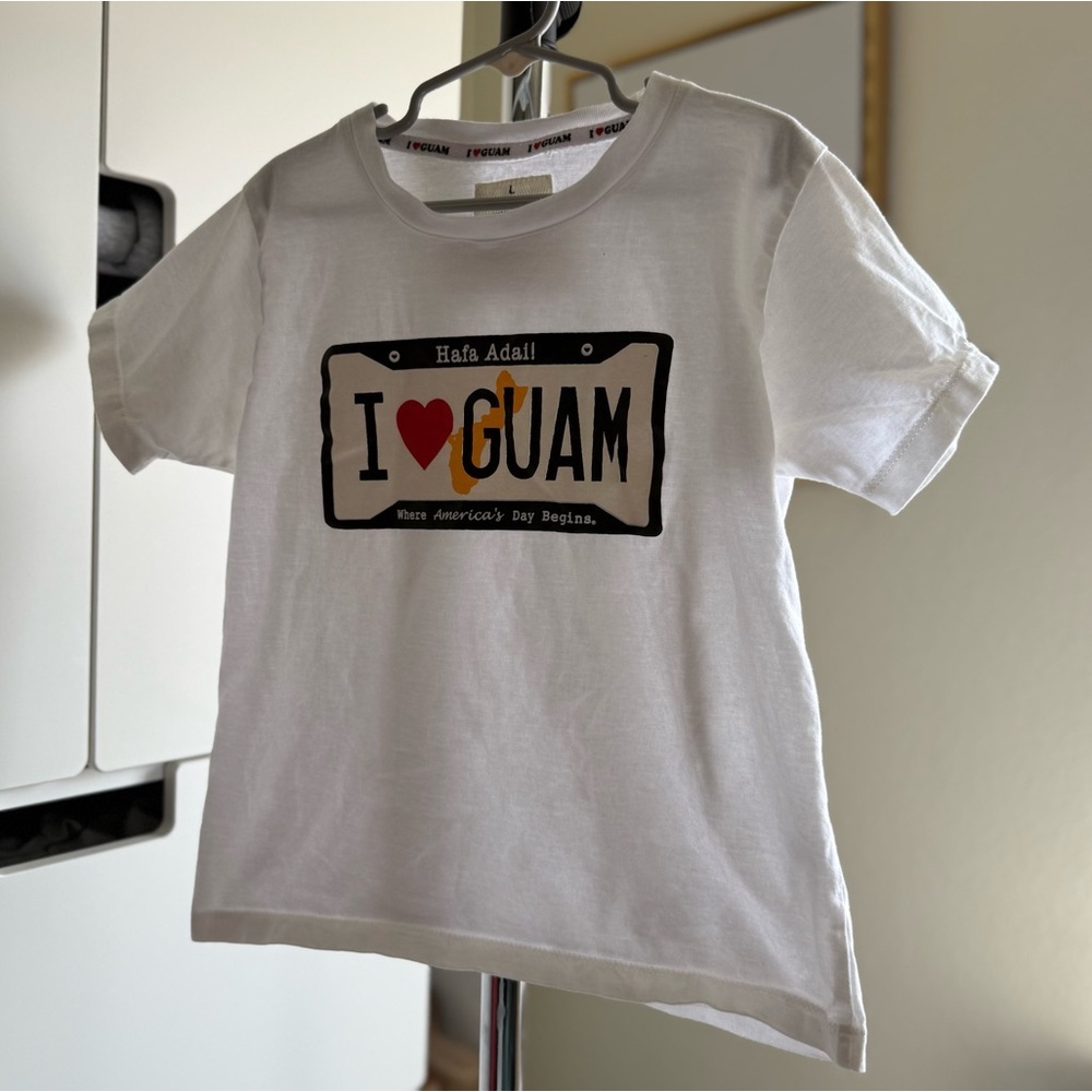 Kids White I Love Guam Graphic T-Shirt
